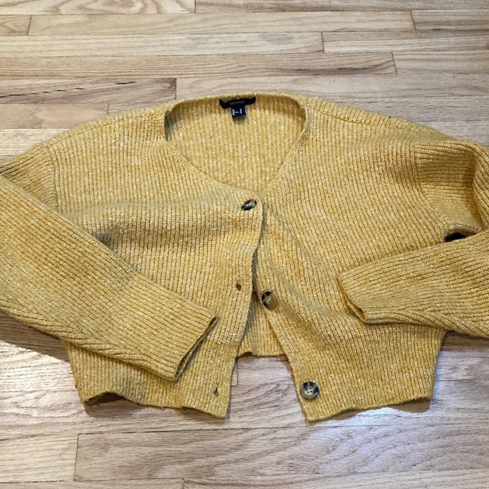 Forever 21 Mustard Cardigan Sweater